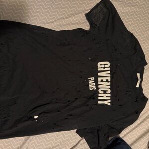Givenchy Black Tee with Distressed Logo